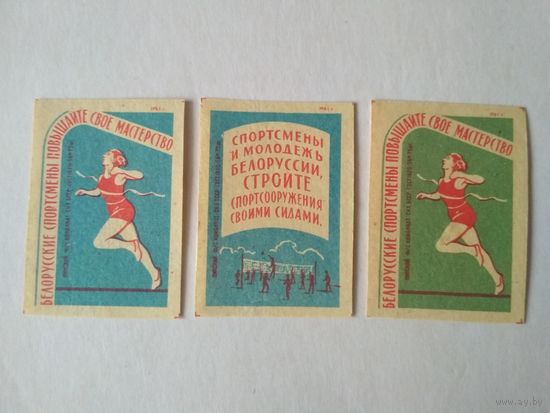 Спичечные этикетки ф.Пинск. Физкультура в БССР.1961 год