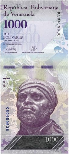 Венесуэла, 1 000 боливаров, 2017 г., UNC