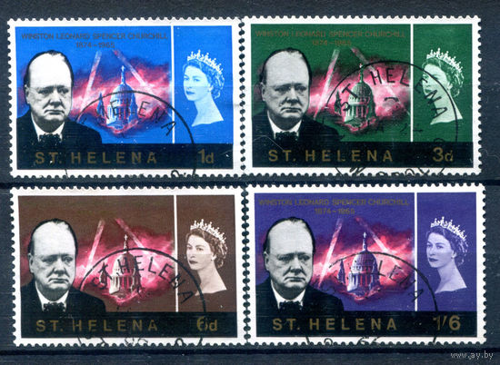 Британские колонии - остров Св. Елены - 1966г. - Уинстон Черчилль - 4 марки - полная серия, гашёные [Mi 171-174]. #2-Bc-58-B-1