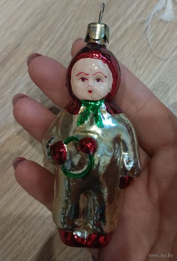 Елочные игрушки, стекло ребенок с погремушкой, малыш, мальчик