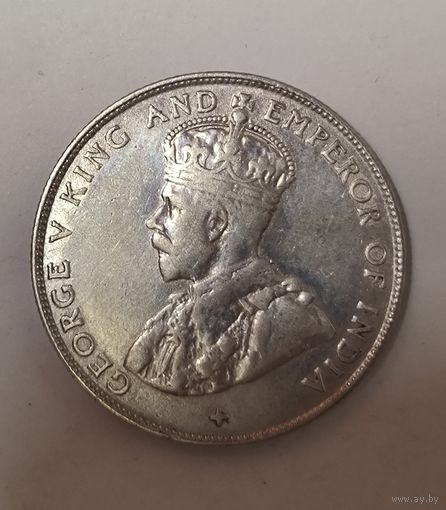 С рубля без мц! 50 центов 1920 Стрейтс Сетлментс серебро Георг V