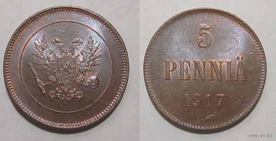 5 пенни 1917 UNC