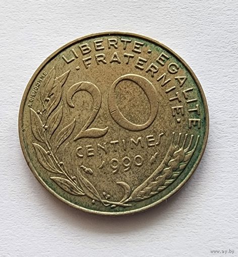 Франция 20 сантимов, 1990