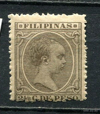 Испанские колонии - Филиппины - 1892 - Король Альфонс XIII 2 4/8 Cs - [Mi.145] - 1 марка. MLH.  (Лот 18JT)-T25P3
