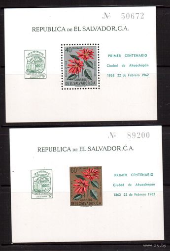 Сальвадор-1962, (Мих.Бл.12-13)  * (сл. от накл.), Флора, Цветы, Надп.