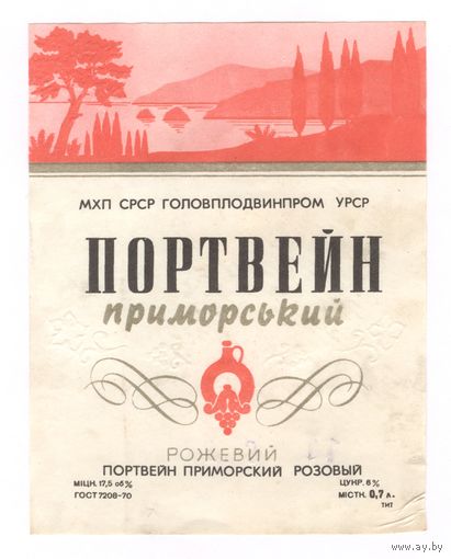 220 Этикетка Портвейн приморский розовый 1982 ?