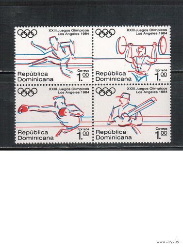 Доминикана-1984 (Мих.1427-1430) ** ,Спорт,  ОИ-1984 , (полная серия),