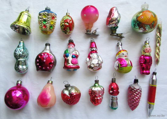 20 ёлочных игрушек, стекло, СССР, одним лотом