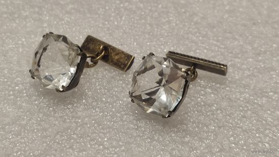 Запонки Серебро 875 горный хрусталь