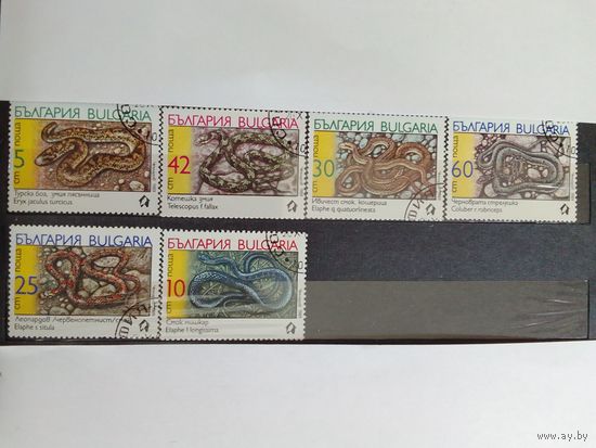 Марки  Змеи     Болгария  1988г  6 шт