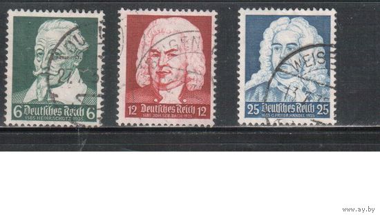 Германия(Рейх)-1935,(Мих.573-575)  гаш. ,  Личности, Композиторы (полная серия)