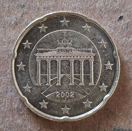Германия 20 евроцентов 2002 г., отметка мд., "J" - Гамбург,  KM# 211