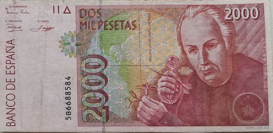Испания 2000 песет 1992 XF, 823