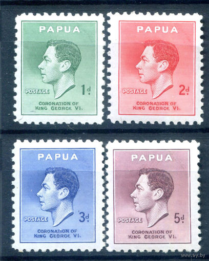 Британские колонии - Папуа - 1937г. - коронация короля Георга VI - 4 марки - полная серия, MH, MLH [Mi 103-106]. #3-WB-82-A-1