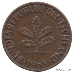 Федеративная Республика Германия. 2 пфеннига 1965 F.