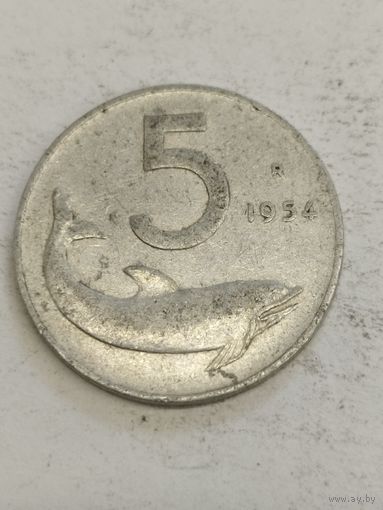 Италия 5 лир 1954