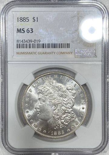 Ярчайший Доллар Морган 1885 ms 63 NGC