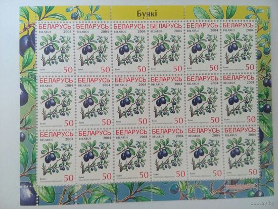 Ягоды голубика, марка, блок, чистый лист Беларусь 2004