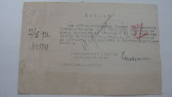 Мандат 1920 г