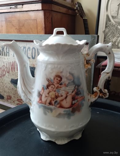 Чайник кофейник 19 или нач. 20 в. большой 1.65 L фарфор