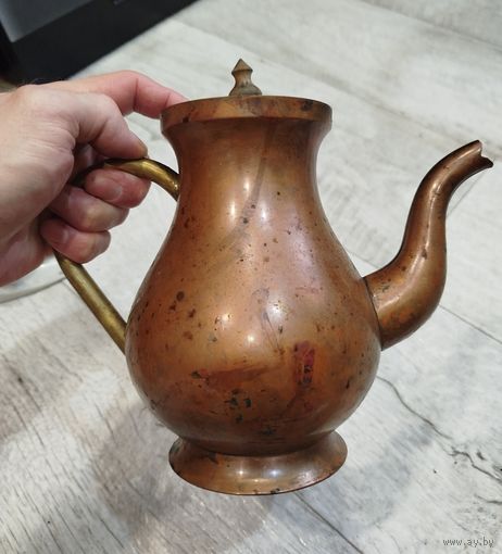 Старый заварник,латунь,медь,клеймо импорт.с рубля