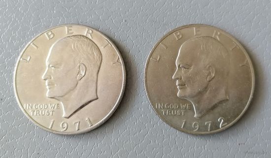 Доллары 1971, 1972 орлы на реверсах двух разных типов