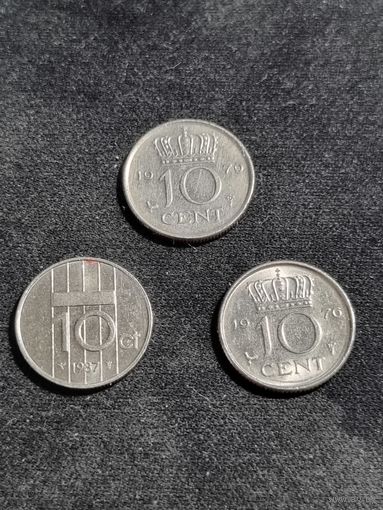 Нидерланды 10 центов 1987 1979 1976