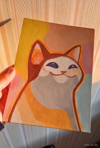 Магнит Котик. Ручная работа, формат А5
