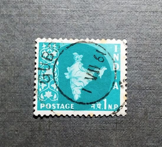 Марка Индия 1957 год Карта