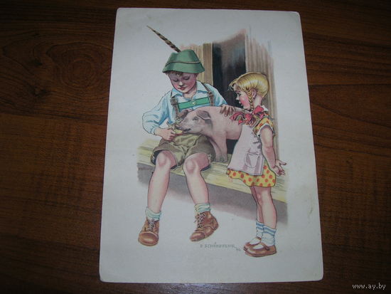 Дети Открытка Винтажная Чистая