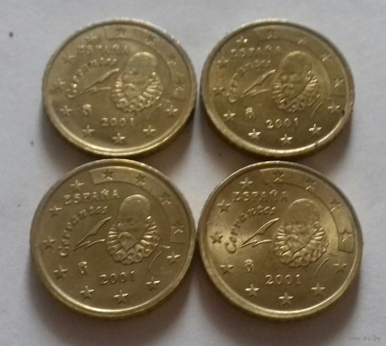 2 евро, Испания 2001 г., ( 4 монеты по 50 ец.)