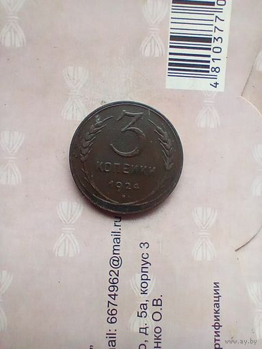 3 копейки 1924 года.
