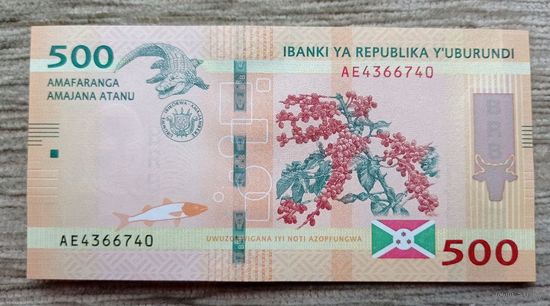 Werty71 Бурунди 500 франков 2018 год UNC банкнота