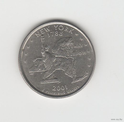 Квотер (25 центов) США "Штат Нью-Йорк" 2001 D Лот 0586