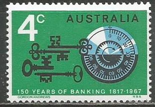 Австралия. 150 лет банку Австралии. 1967г. Mi#386.