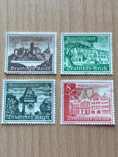 10.1939 - Фонд "Зимняя помощь". Серия "Здания и замки Германии" выпуск 1939 г.. Mi 730, 732, 733, 734. (*).