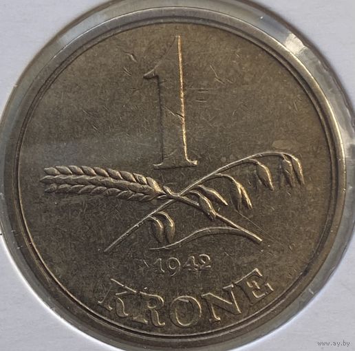 Дания 1 крона 1942 г. В холдере