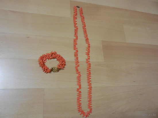 Бусы винтажные с браслетом.