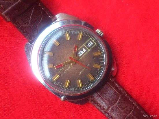 Часы ЧАЙКА 2628 ПОЛЁТ из СССР 1980-х НЕЧАСТЫЕ с РЕМНЕМ NAGATA