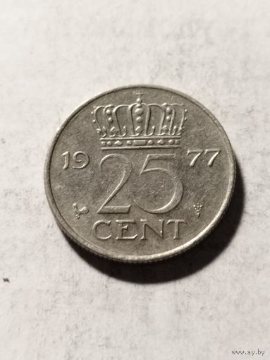 Нидерланды 25 центов 1977