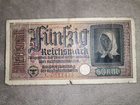 50 Окупационных Рейхсмарок 1940-1945. Немецкие оккупационные территории