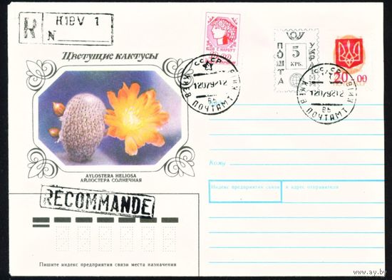 Художественный конверт с провизориями Украины 1992 год