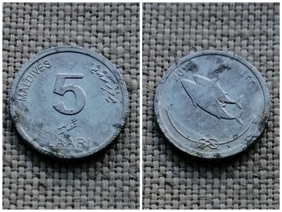 Мальдивы 5 лари 2012 / рыбы //FA