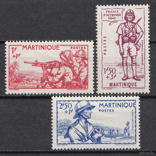 23.FrK. Франция. Колонии. Мартиника. Национальная оборона. 1941 г. Полная серия. Mi.##187-189.