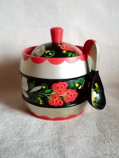 Сахарница с ложечкой хохлома СССР или большая солонка