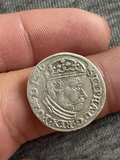 3 гроша 1586 Стефан Баторий! Состояние!