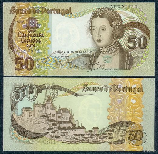 Португалия 50 эскудо 1980 год, UNC