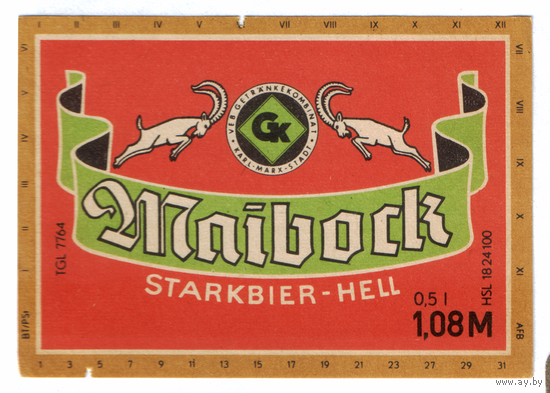 Этикетка пива Maibock Германия П782