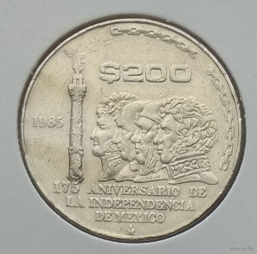 Мексика 200 песо 1985 г. 175 лет Независимости. В холдере