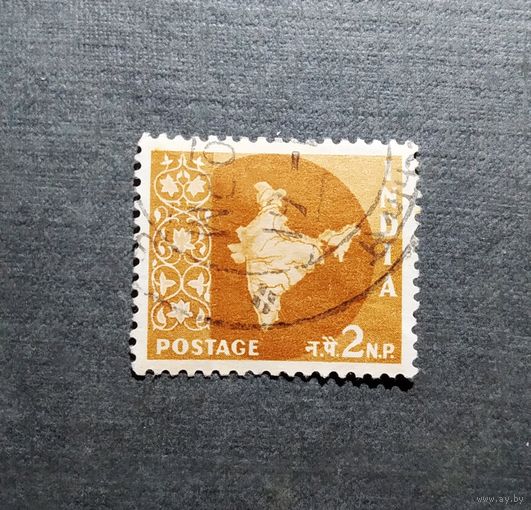 Марка Индия 1957 год Карта